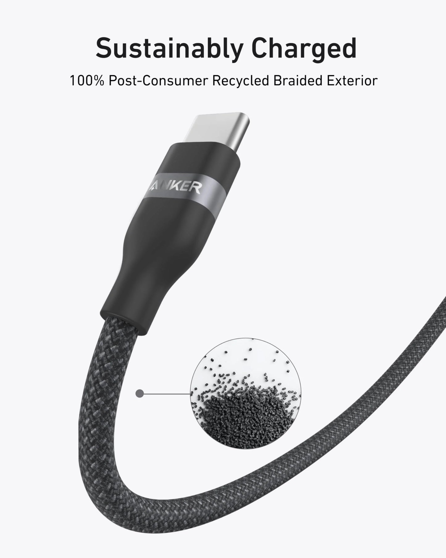 Anker USB C to USB C 240W Upcycled-Braided (3ft, Black) Fast Charging Cable – A82E2