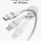 Anker USB C to USB C 240W Upcycled-Braided (3ft, White) Fast Charging Cable – A82E2