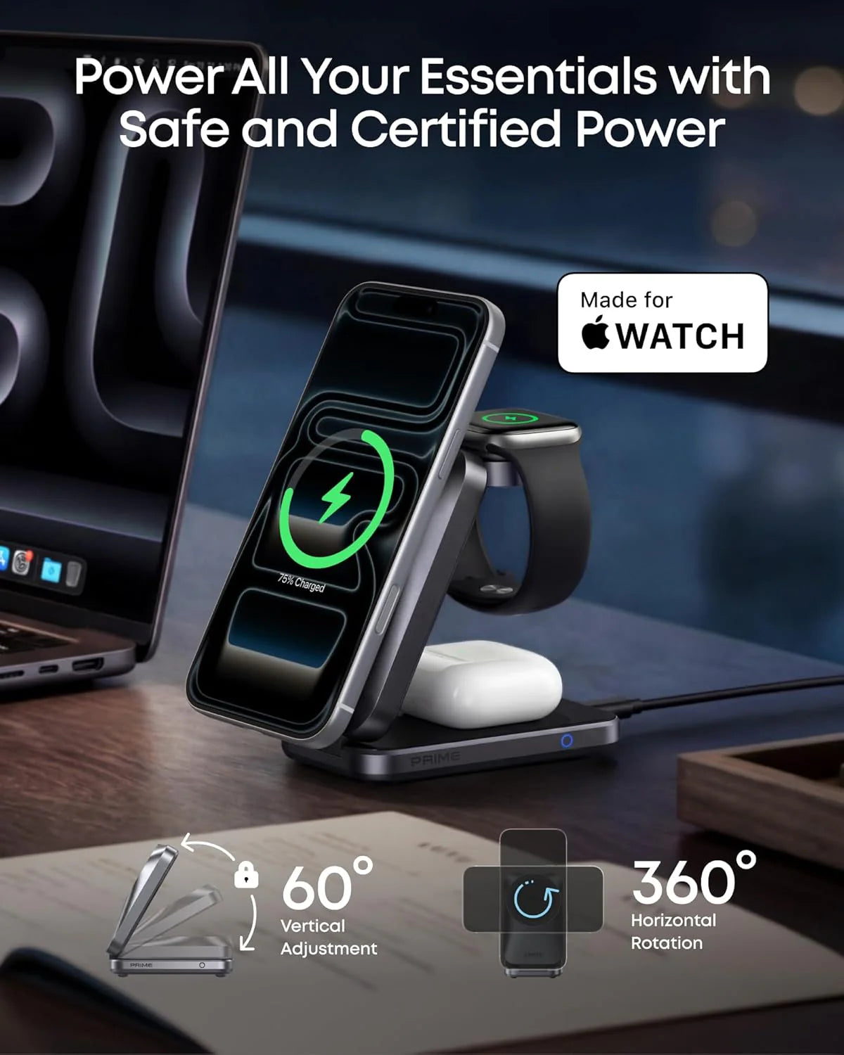 Anker Prime Wireless Charging Station (3-in-1, MagGo, AirCool, Foldable) - B25N1