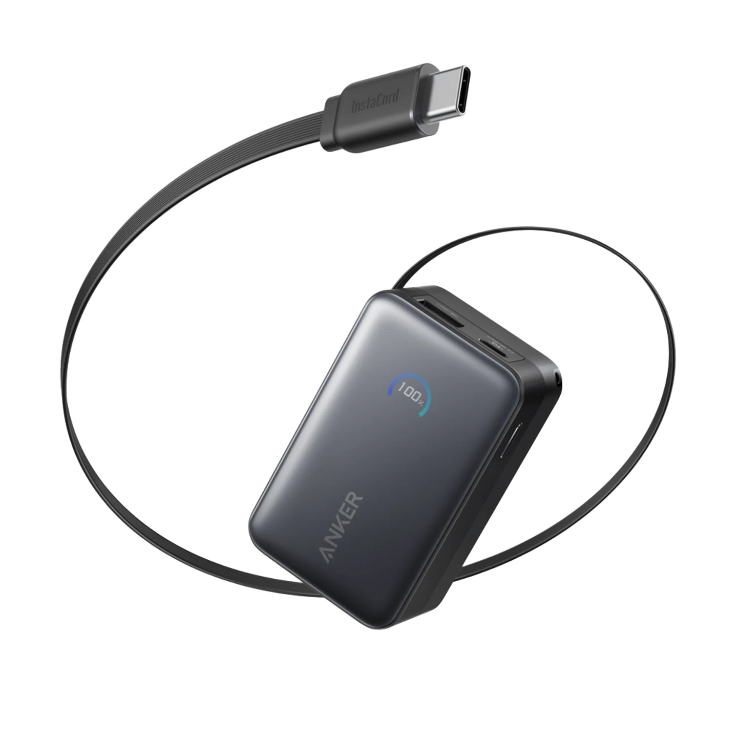 Anker Nano 10000mAh 45W with Built-In Retractable USB-C Cable  PowerBank (Black) – A1638