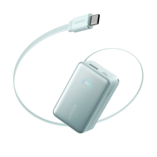 Anker Nano 10000mAh 45W with Built-In Retractable USB-C Cable Power Bank(Teal Oasis) – A1638