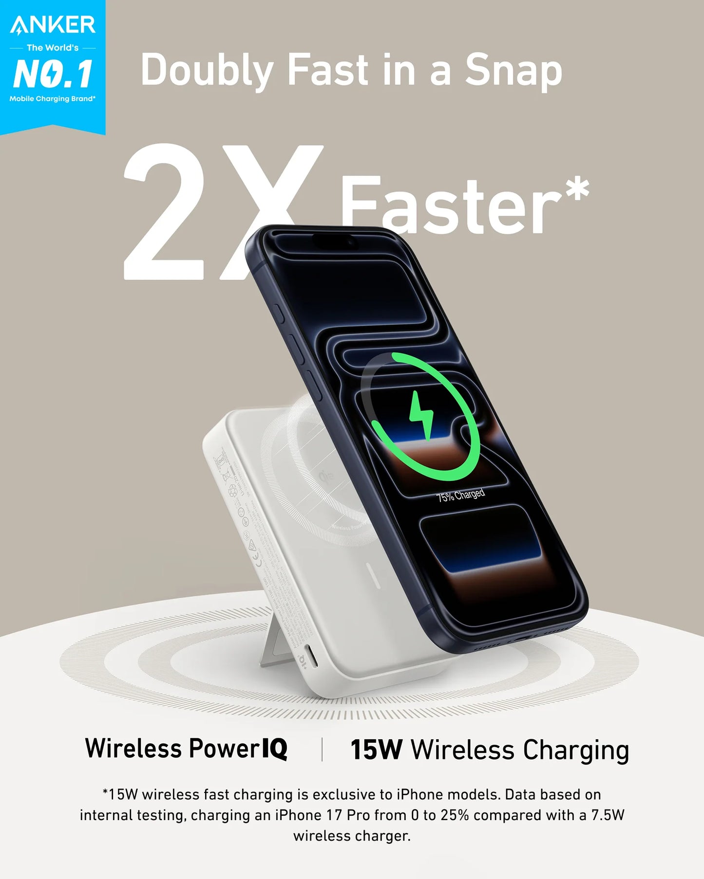 Anker Nano MagGo Power Bank 10k 15w Ultra-Fast Magnetic Charging with Smart Display (Shell White) – A110Z