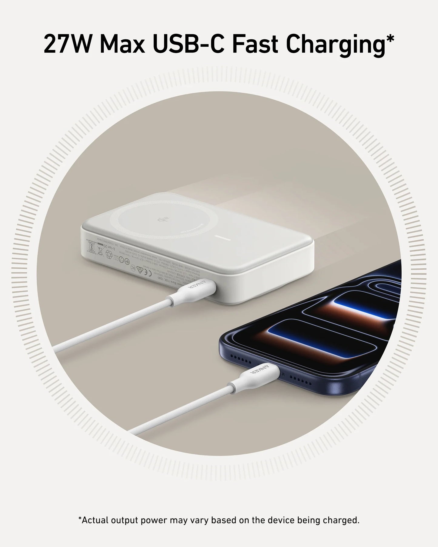 Anker Nano MagGo Power Bank 10k 15w Ultra-Fast Magnetic Charging with Smart Display (Shell White) – A110Z