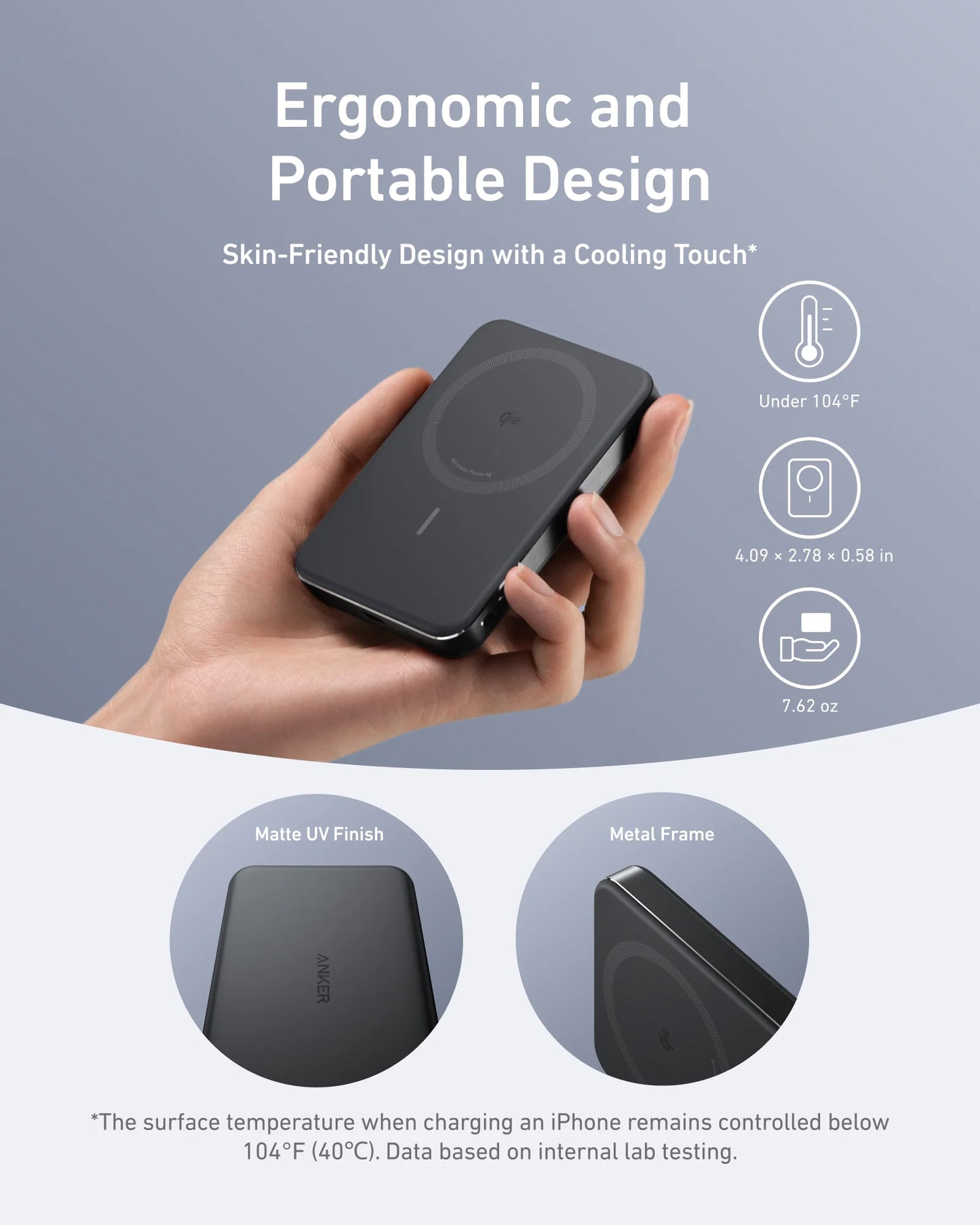 Anker MagGo Ultra Slim PowerBank 10000mAh Qi2 Certified 15W Stone Black – A1664