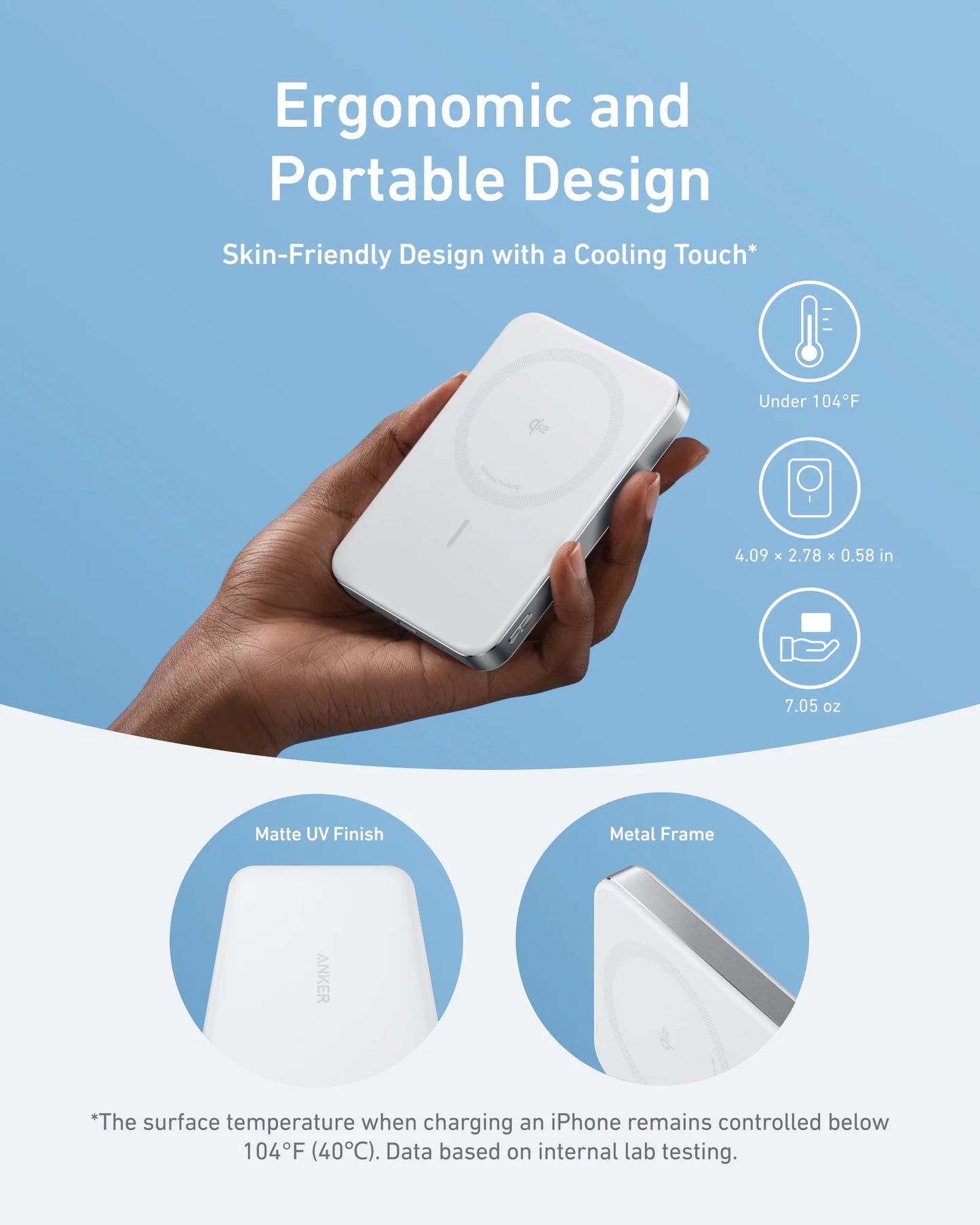 Anker MagGo Ultra Slim PowerBank 10000mAh Qi2 Certified 15W Aurora White – A1664