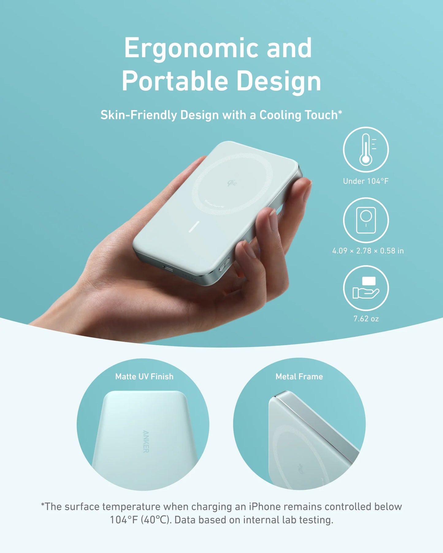 Anker MagGo Ultra Slim PowerBank 10000mAh Qi2 Certified 15W Teal Oasis – A1664