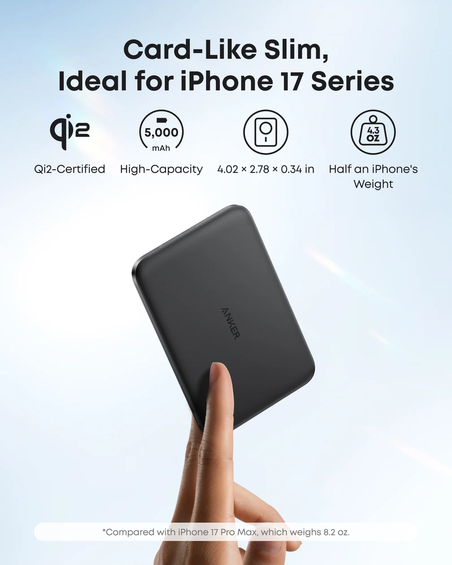 Anker Nano Power Bank (5K, MagGo, 15W, Slim) Black - A1665