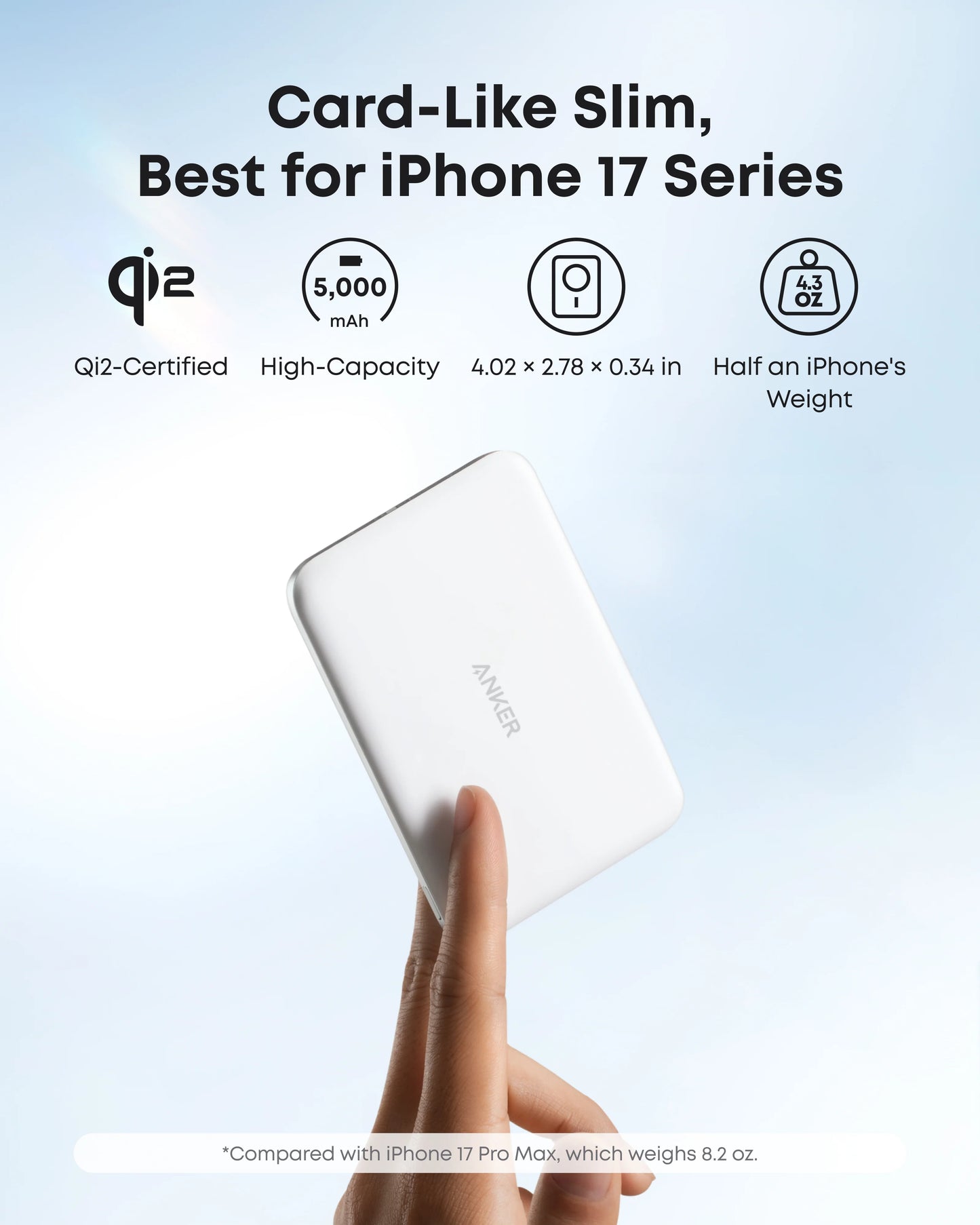 Anker Nano Power Bank (5K, MagGo, 15W, Slim) Aurora White - A1665