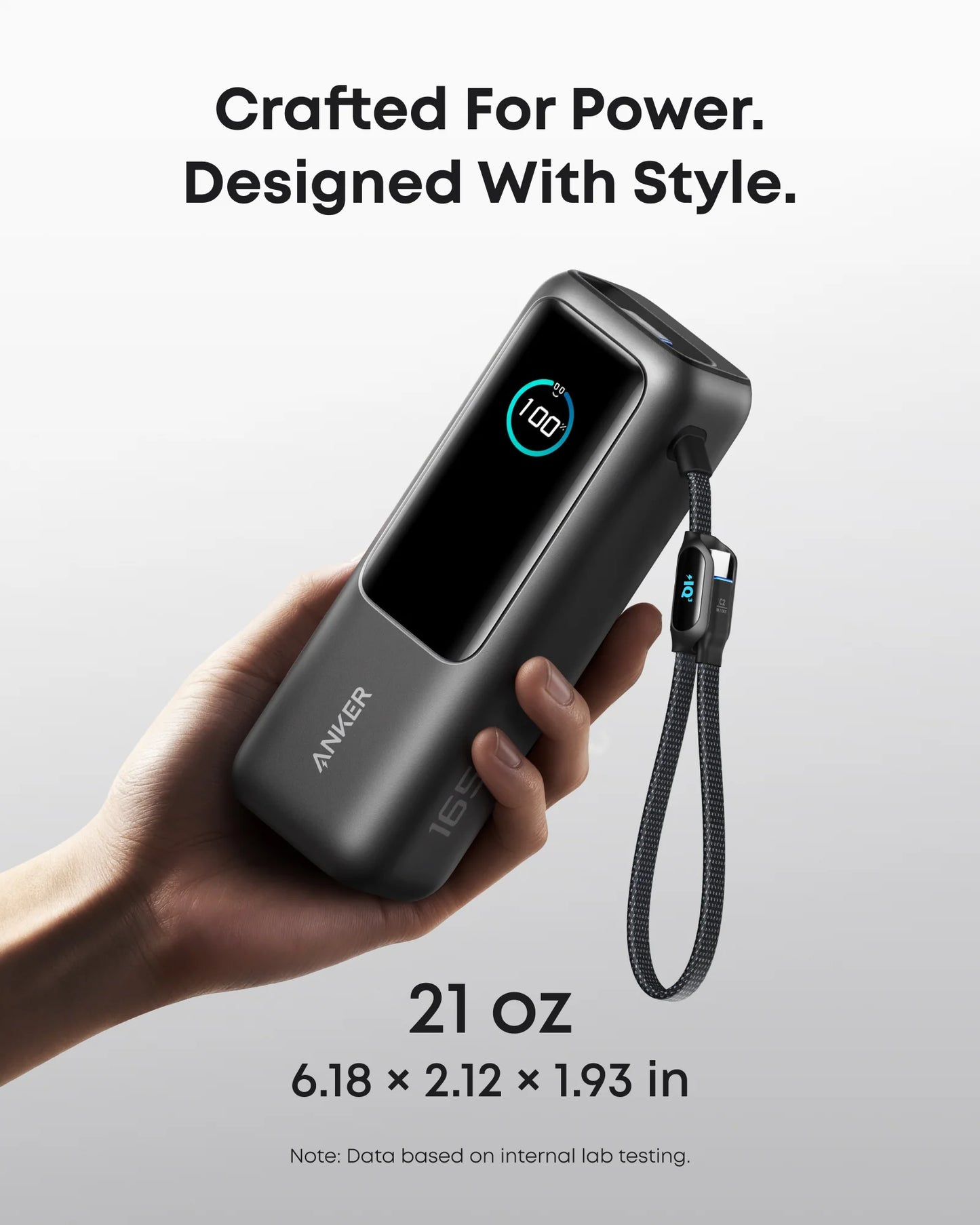 Anker Zolo Power Bank (25K, 165W, Built-In and Retractable Cables) – A1695