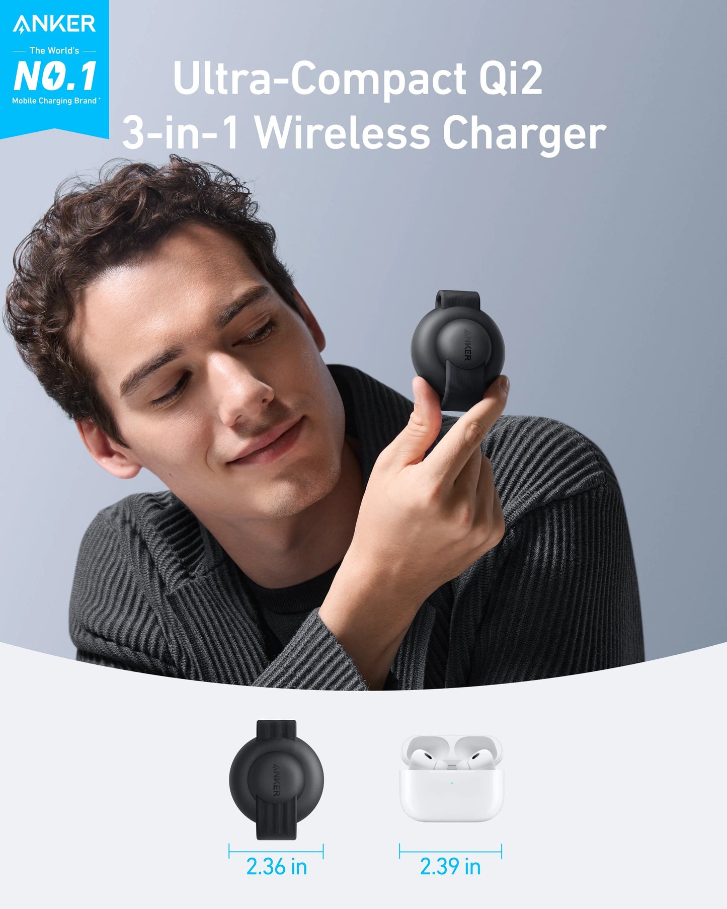 Anker MagGo 3-in-1 Foldable Charging Pad 15W Qi2 Wireless Charger – B25M8