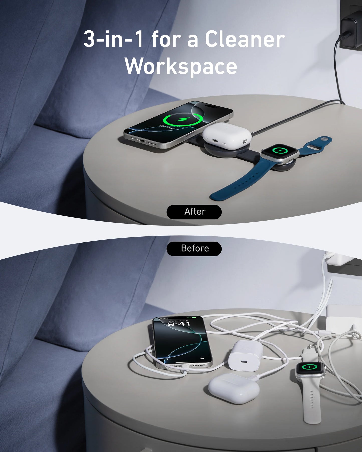 Anker MagGo 3-in-1 Foldable Charging Pad 15W Qi2 Wireless Charger – B25M8
