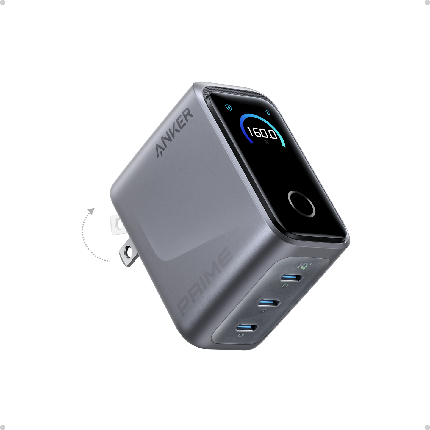 Anker Prime Charger (160W, 3 Ports, Smart Display) Global - A2687