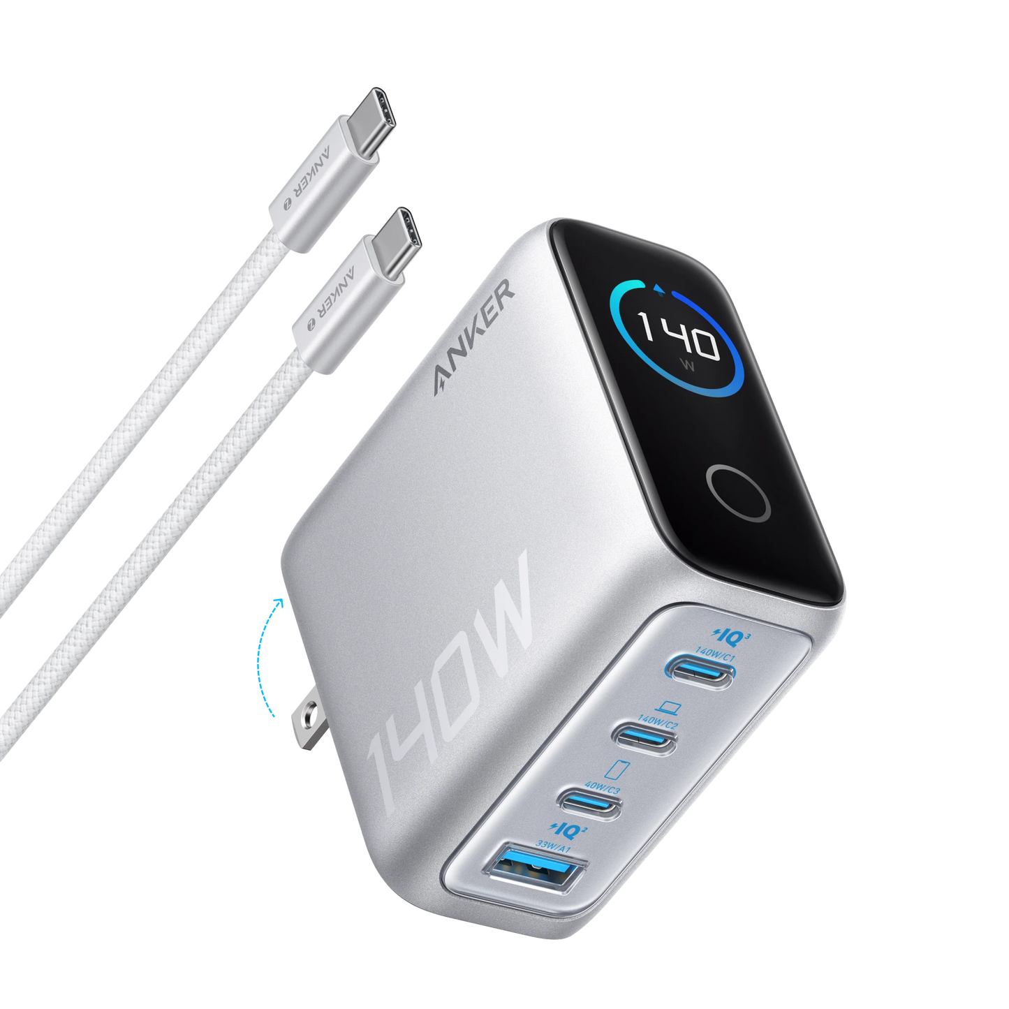 Anker Zolo Charger (140W, 4 Ports, GaN) Silver – B2697