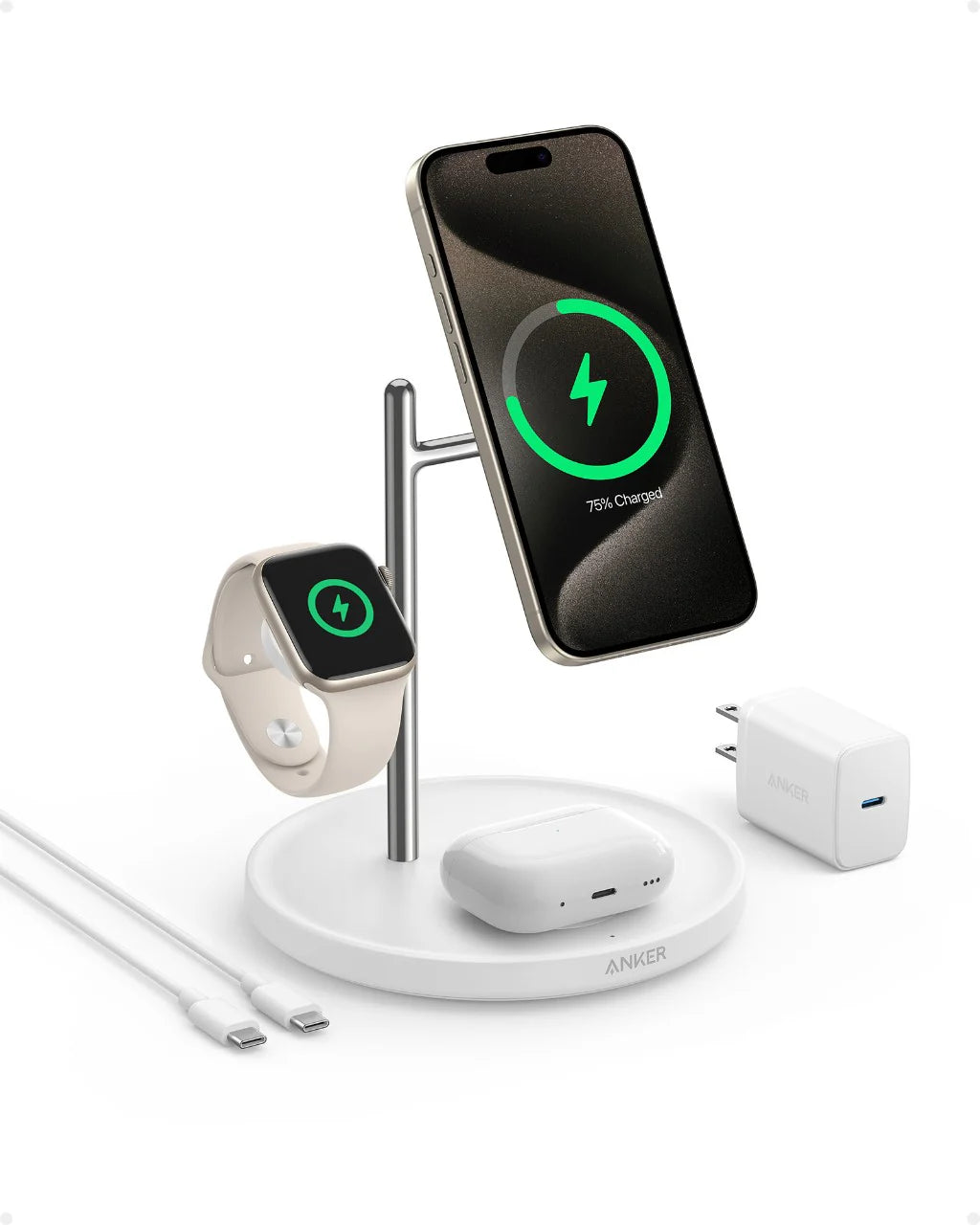 Anker MagGo Wireless Charging Station (3-in-1 Stand) White - B25M3