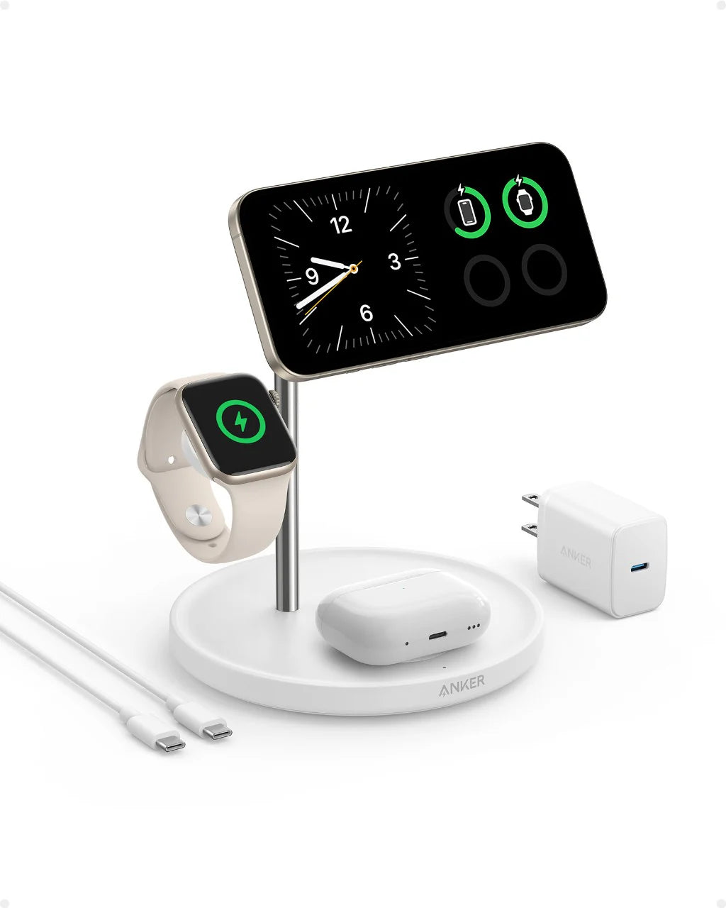 Anker MagGo Wireless Charging Station (3-in-1 Stand) White - B25M3