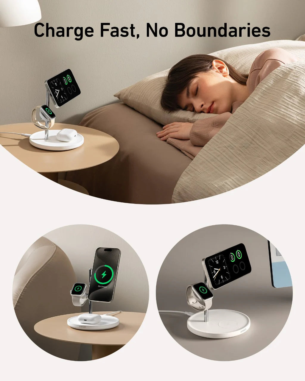 Anker MagGo Wireless Charging Station (3-in-1 Stand) White - B25M3