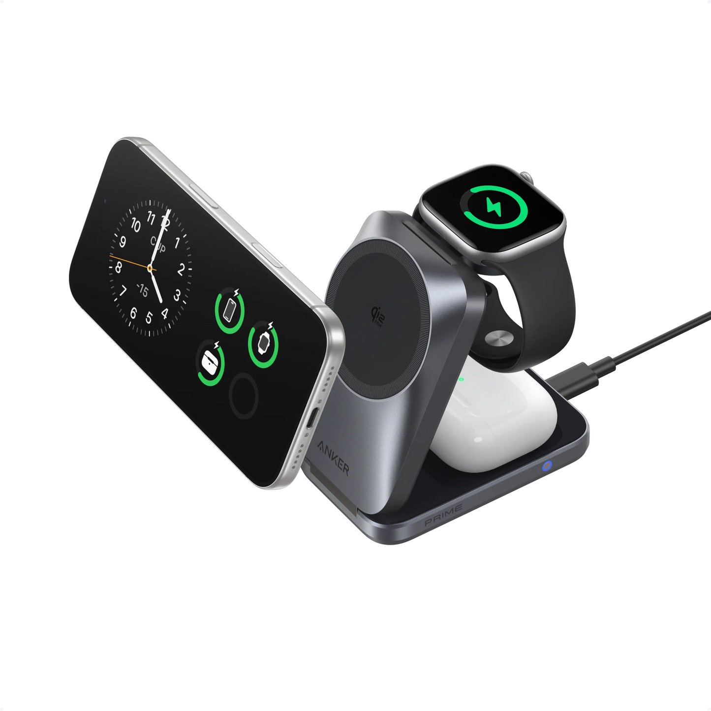 Anker Prime Wireless Charging Station (3-in-1, MagGo, AirCool, Foldable) - B25N1