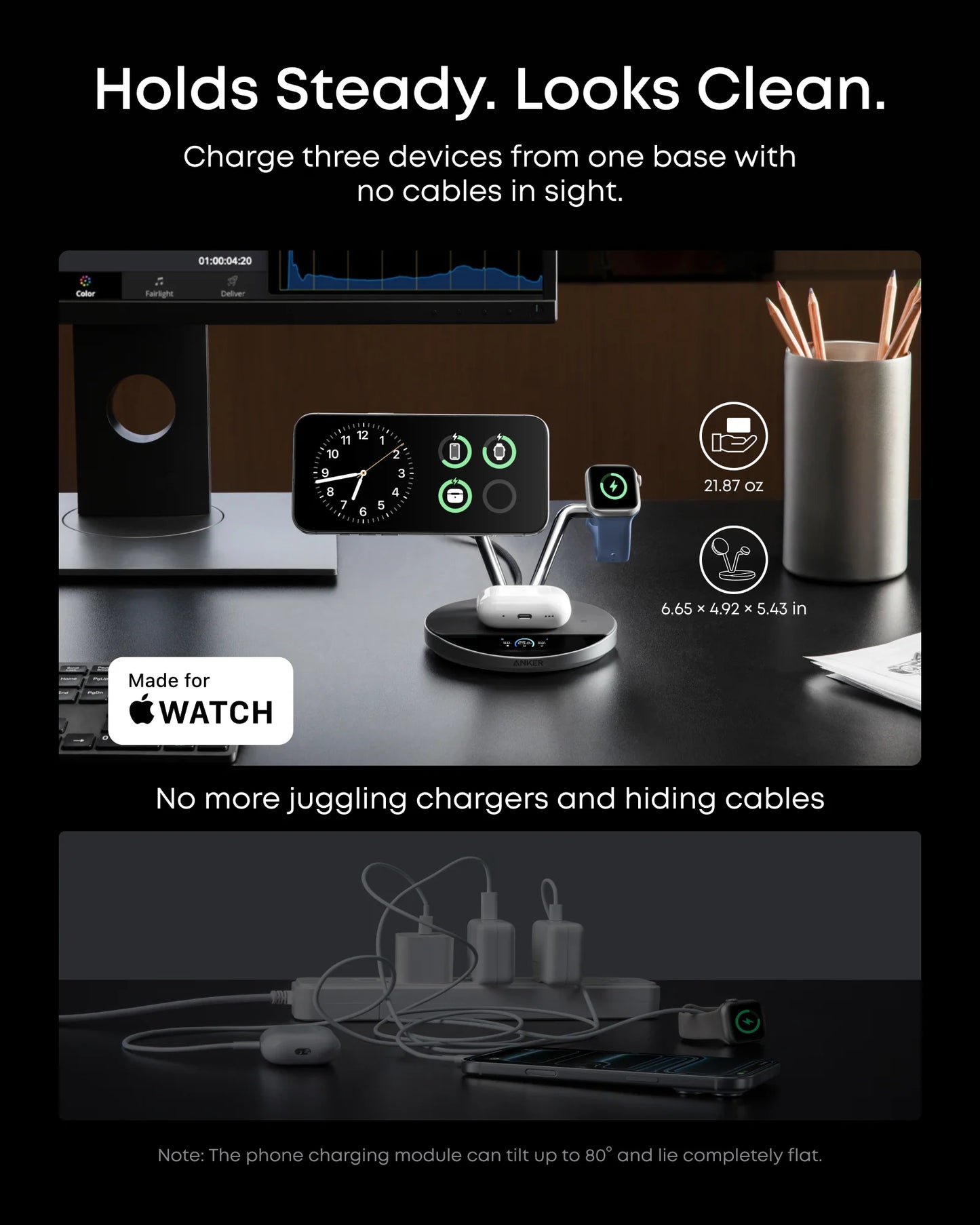 Anker Prime Wireless Charging Station (3-in-1, MagGo, AirCool, Dock Stand) 25W - B25X7