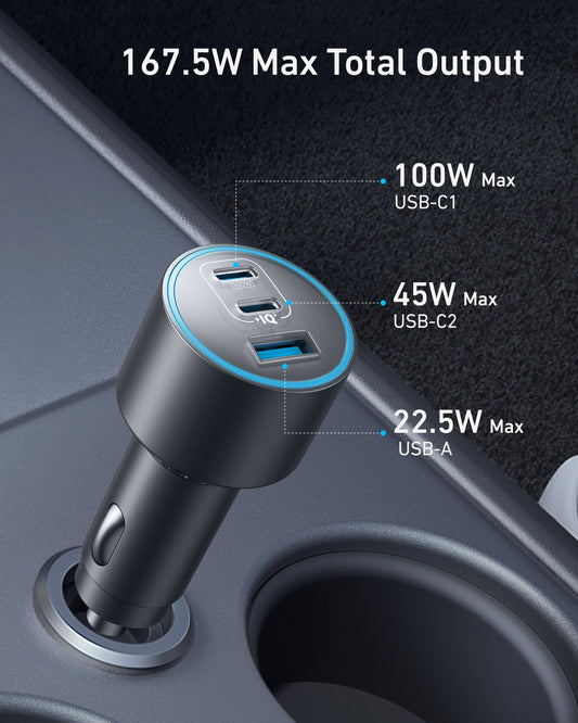 Anker Nano Car Charger 167.5W 3 Ports – A2737