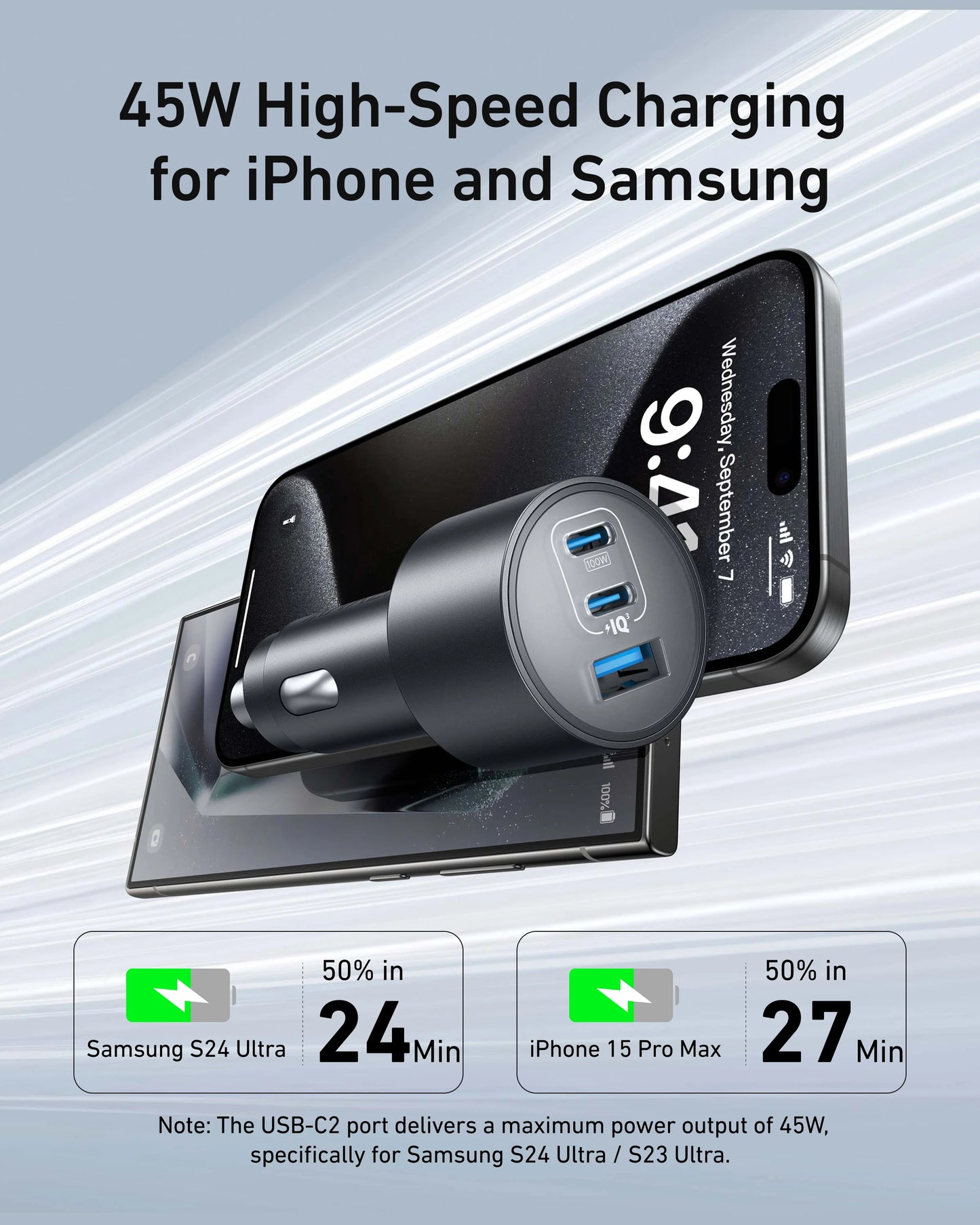 Anker Nano Car Charger 167.5W 3 Ports – A2737