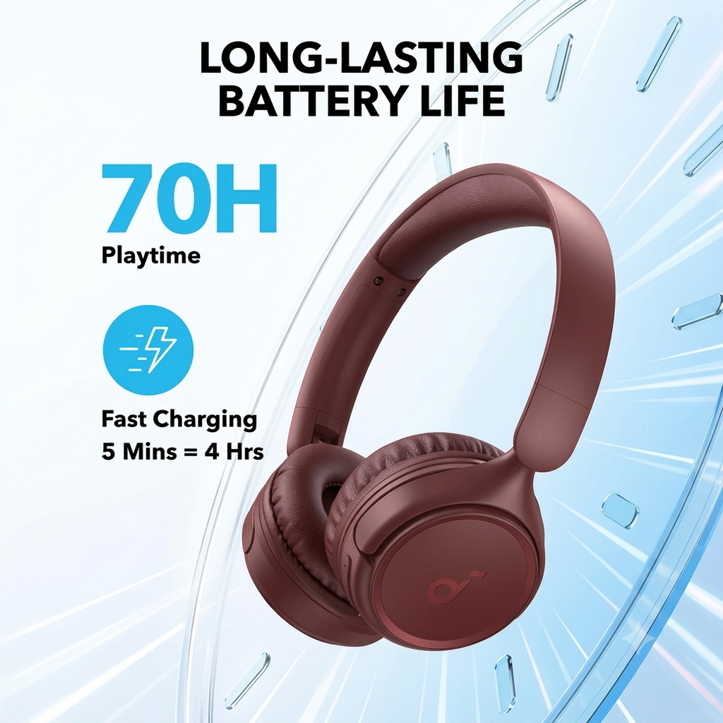 Anker Soundcore H30i Wireless On-Ear Headphones Maroon - A3012