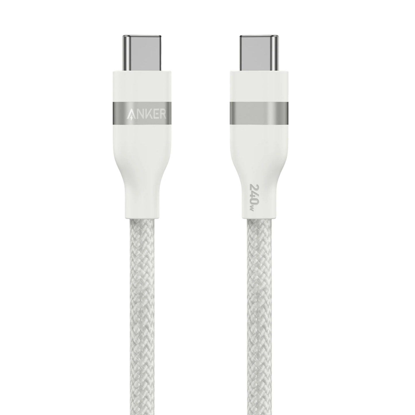 Anker USB C to USB C 240W Upcycled-Braided (3ft, White) Fast Charging Cable – A82E2