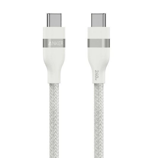 Anker USB C to USB C 240W Upcycled-Braided (3ft, White) Fast Charging Cable – A82E2