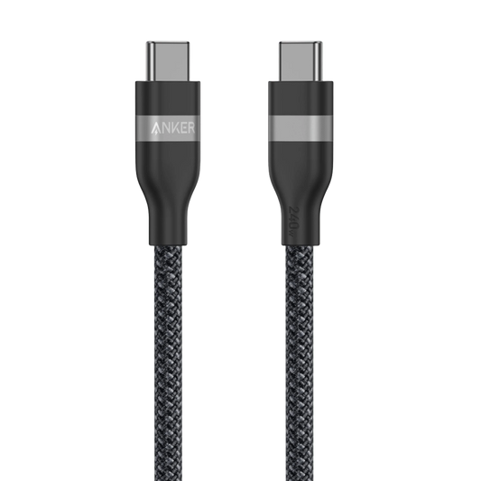 Anker USB C to USB C 240W Upcycled-Braided (3ft, Black) Fast Charging Cable – A82E2