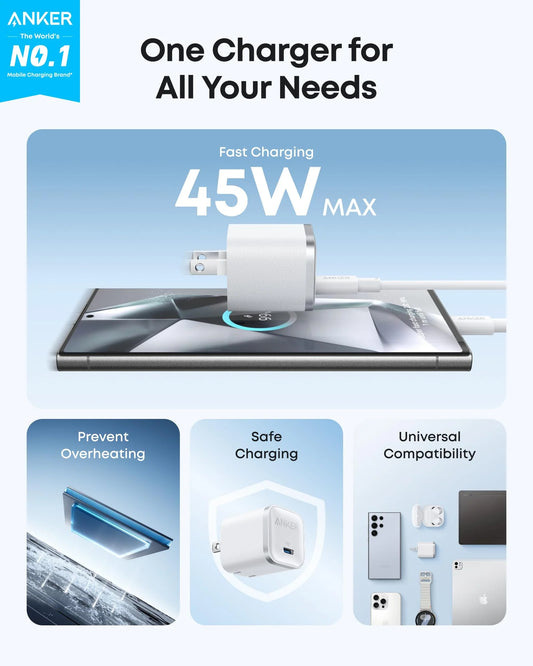 Anker Nano Charger 45W Aurora White - A2692