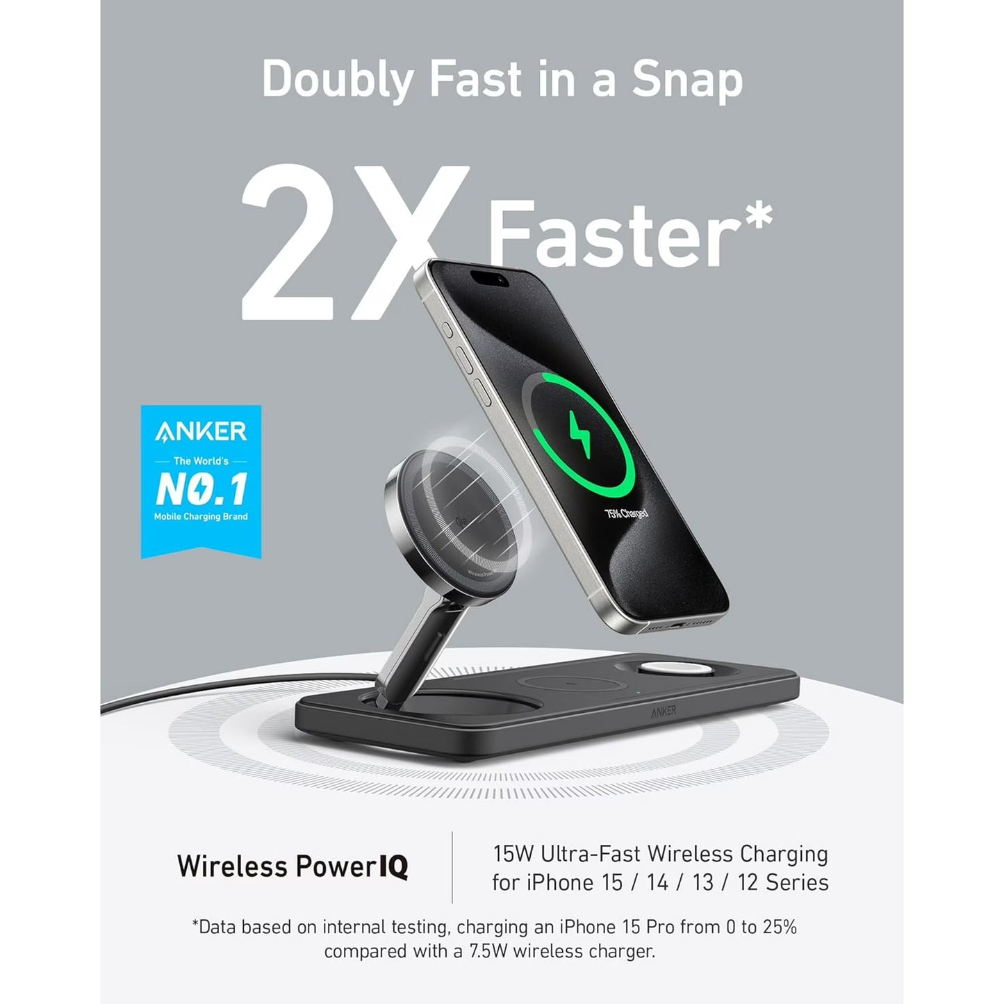 Anker Foldable 3-in-1 Wireless Charging Station Qi2 Certified – B25M1